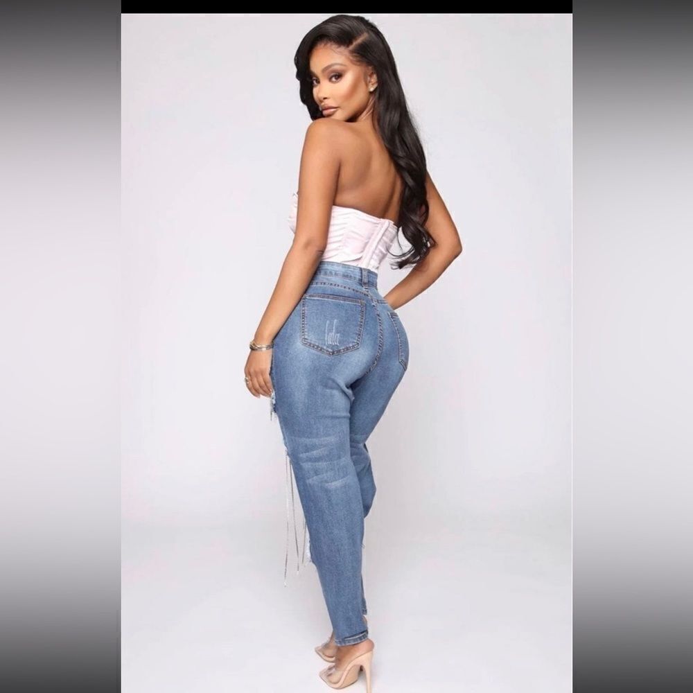 Fashion nova diamond tears‎ midrise skinny jeans Size M D40 - Picture 5 of 10